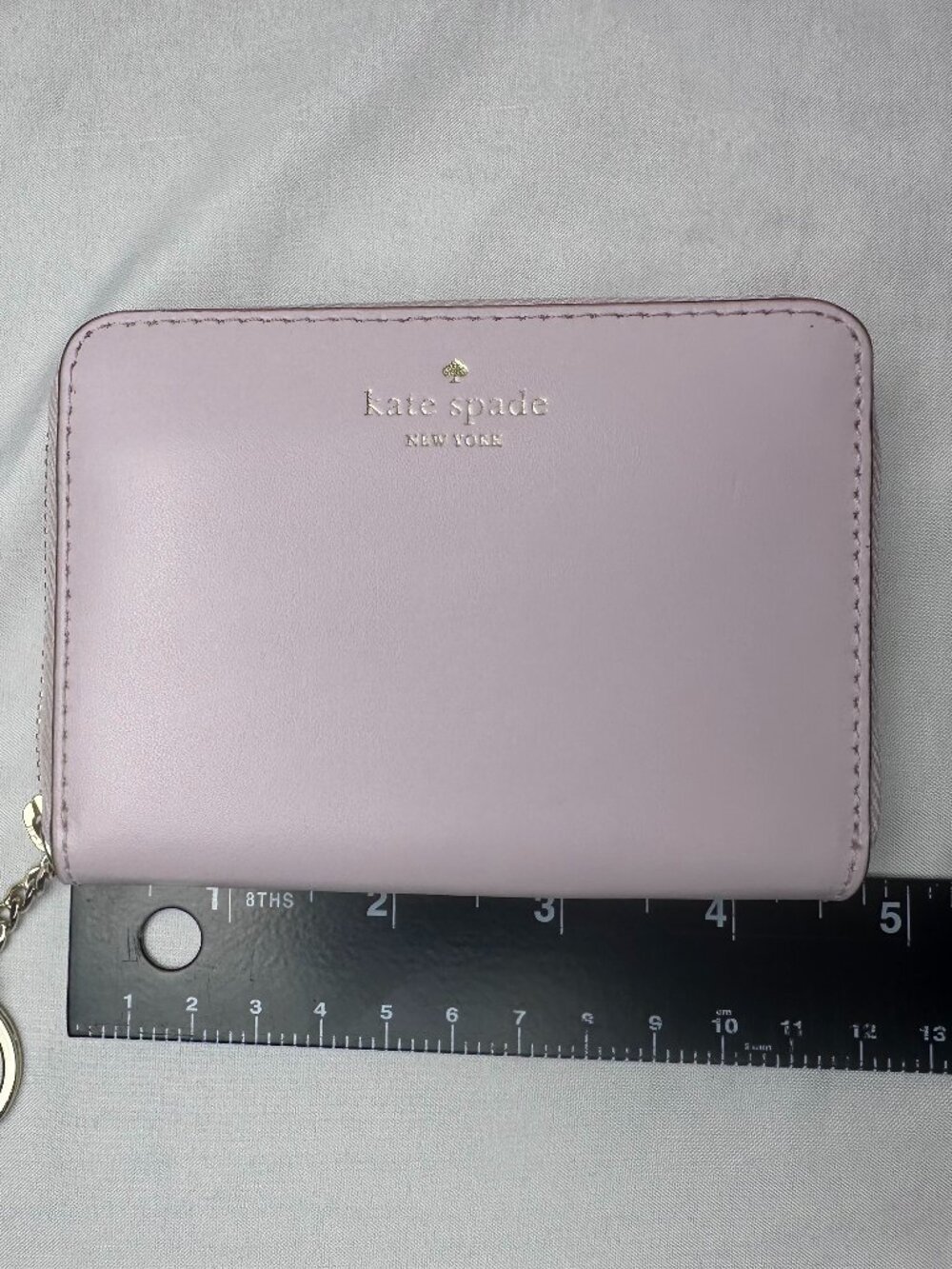 Kate Spade New York Pink Leather Zip Around Card Holder Wallet Key Ring